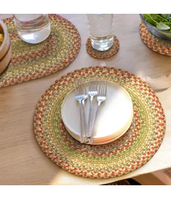 Homespice Decor Jute Braided Accessories Azalea Multi 240169PS 15 in. Set of 6 Round Rug