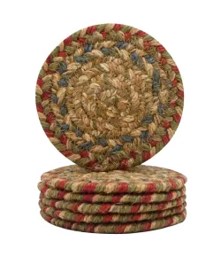 Homespice Decor Jute Braided Accessories Azalea Multi 240005PS 4 in. Set of 6 Round Rug