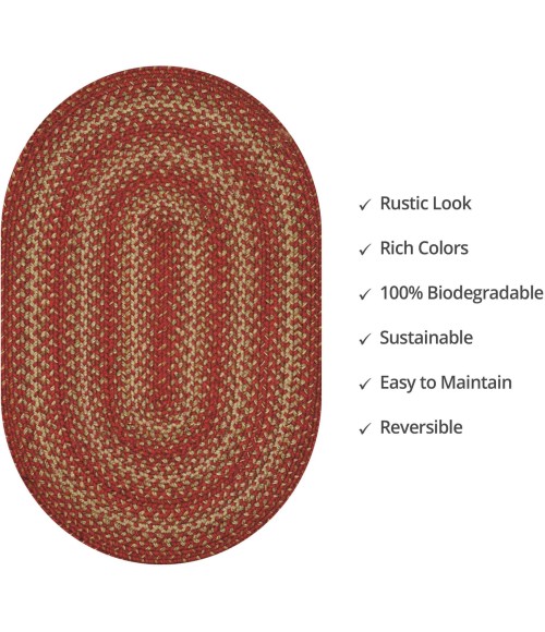 Home Spice Jute Braided Rug Red Rug 501677 20 in. X 30 in. Oval - Rugs Town Home Spice Jute Braided Rug Red 501677 20 in. X 30 in. Oval Rug