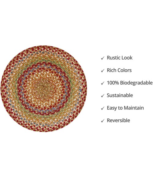 Homespice Decor Jute Braided Accessories Azalea Multi 240169PS 15 in. Set of 6 Round Rug