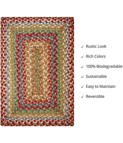 Homespice Decor Jute Braided Accessories Azalea Multi 240069PS 13 in. X 19 in. Set of 4 Rect Rug