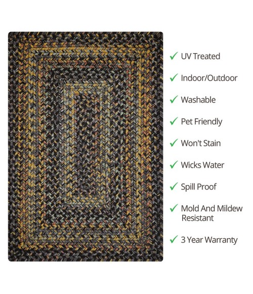 ULTRA DURABLE BRAIDED RUG Homespice Ultra Durable Braided Black Rug