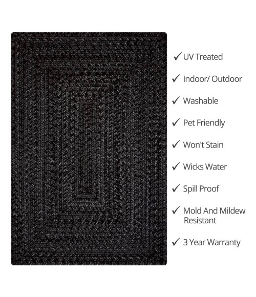 Homespice Ultra Durable Braided Black Rug