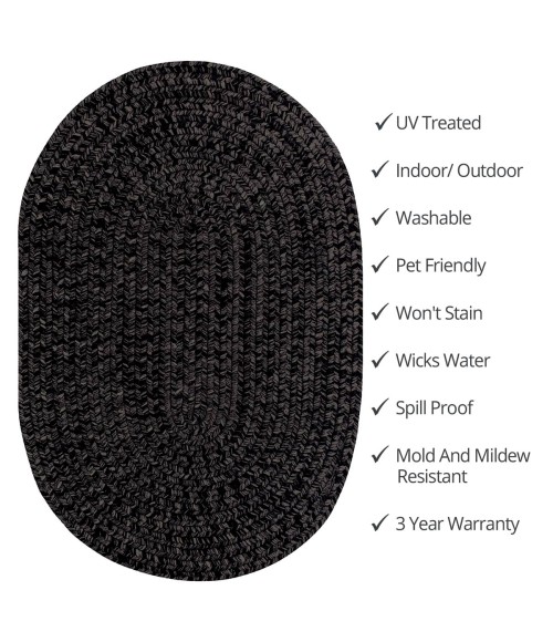ULTRA DURABLE BRAIDED RUG Homespice Ultra Durable Braided Black Rug