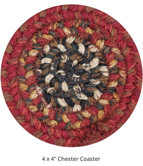 Home Spice Jute Braided Accessories Red Rug 240009PS 4 in. Set of 6 Round - Rugs Town Home Spice Jute Braided Accessories Red 240009PS 4 in. Set of 6 Round Rug