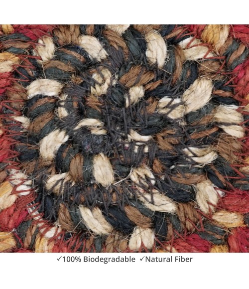 Home Spice Jute Braided Accessories Red Rug 240009PS 4 in. Set of 6 Round - Rugs Town Home Spice Jute Braided Accessories Red 240009PS 4 in. Set of 6 Round Rug