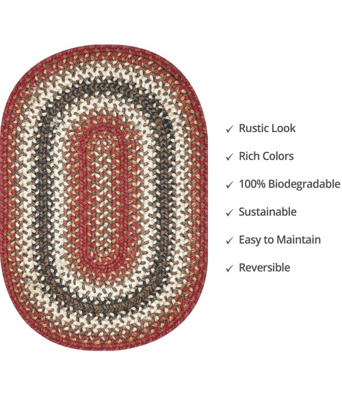 Homespice Decor Jute Braided Accessories Chester Red 240057PS 13 in. X 19 in. Set of 4 Oval Rug