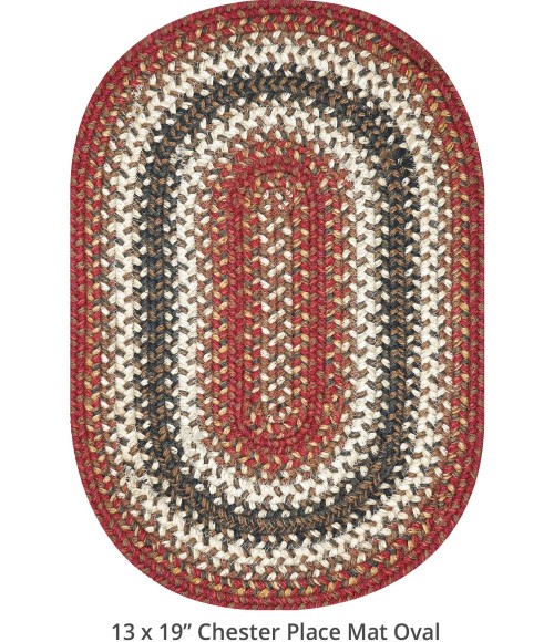 Homespice Decor Jute Braided Accessories Chester Red 240057PS 13 in. X 19 in. Set of 4 Oval Rug