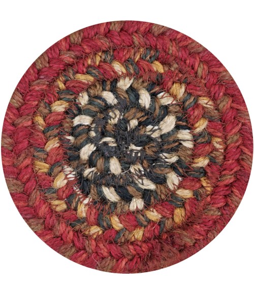 Home Spice Jute Braided Accessories Red Rug 240009PS 4 in. Set of 6 Round - Rugs Town Home Spice Jute Braided Accessories Red 240009PS 4 in. Set of 6 Round Rug