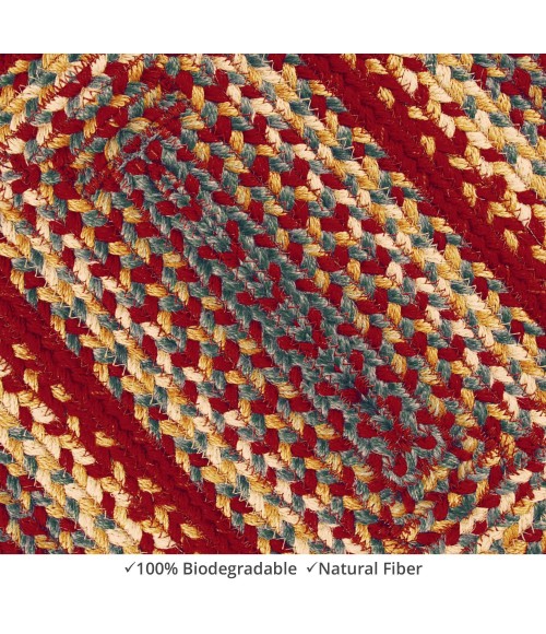 Homespice Decor Jute Braided Accessories Cider Barn Red 240052PS 13 in. X 19 in. Set of 4 Oval Rug