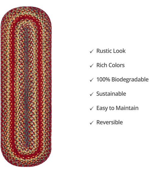 Home Spice Jute Braided Accessories Red 240112PS 8 in. X 28 in. Set of 2 Rect Rug