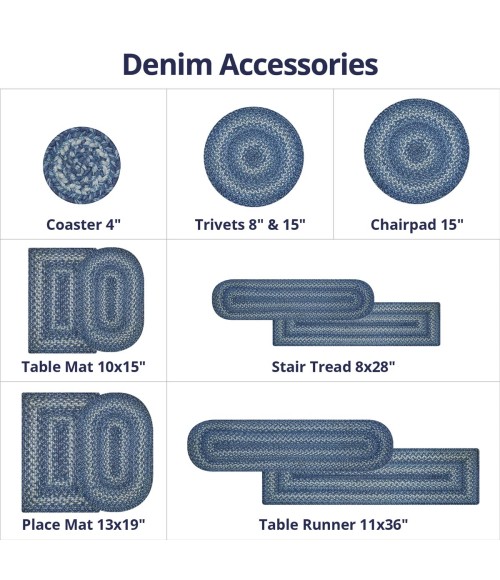 JUTE BRAIDED RUG Homespice Jute Braided Blue Rug