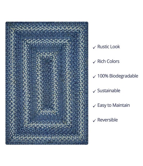 JUTE BRAIDED RUG Homespice Jute Braided Blue Rug