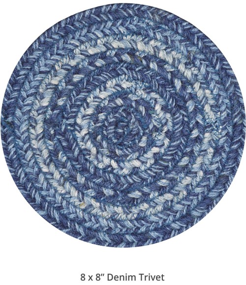 Home Spice Jute Braided Accessories Blue Rug 240024PS 8 in. Set of 3 Round - Rugs Town Home Spice Jute Braided Accessories Blue 240024PS 8 in. Set of 3 Round Rug
