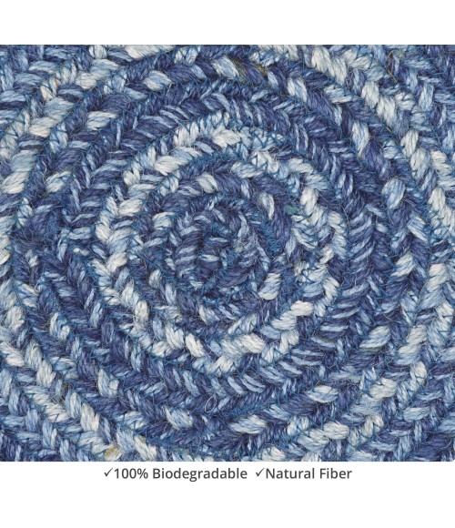 Home Spice Jute Braided Accessories Blue Rug 240024PS 8 in. Set of 3 Round - Rugs Town Home Spice Jute Braided Accessories Blue 240024PS 8 in. Set of 3 Round Rug