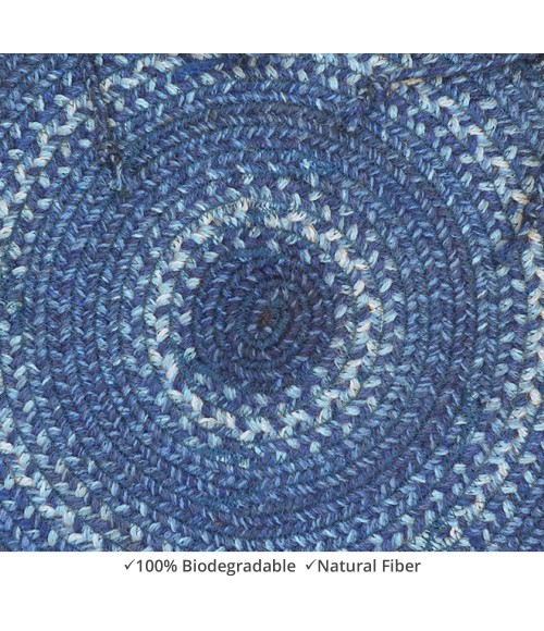 Home Spice Jute Braided Accessories Blue Rug 240172PS 15 in. Set of 6 Round - Rugs Town Home Spice Jute Braided Accessories Blue 240172PS 15 in. Set of 6 Round Rug