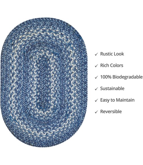 Home Spice Jute Braided Accessories Blue Rug 240085PS 10 in. X 15 in. Set of 4 Oval - Rugs Town Home Spice Jute Braided Accessories Blue 240085PS 10 in. X 15 in. Set of 4 Oval Rug