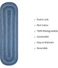 Home Spice Jute Braided Accessories Blue 240132PS 8 in. X 28 in. Set of 13 Oval Rug