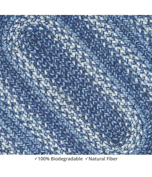 Home Spice Jute Braided Accessories Blue 240132PS 8 in. X 28 in. Set of 13 Oval Rug