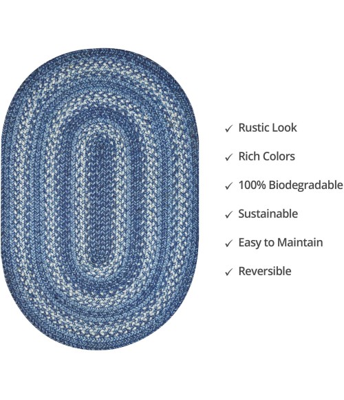 Home Spice Jute Braided Rug Blue Rug 500687 2 ft. X 3 ft. Oval - Rugs Town Home Spice Jute Braided Rug Blue 500687 2 ft. X 3 ft. Oval Rug