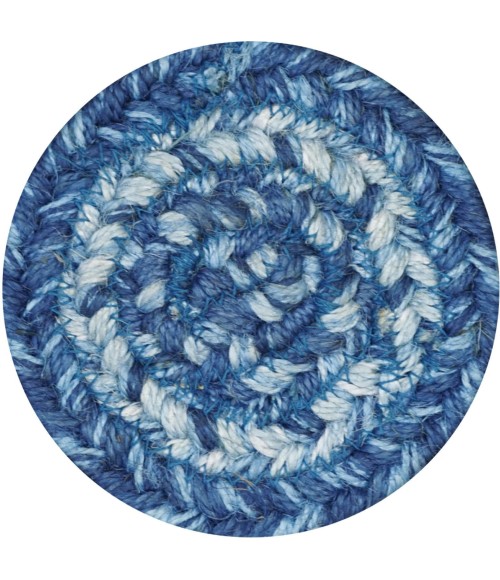 Home Spice Jute Braided Accessories Blue Rug 240008PS 4 in. Set of 6 Round - Rugs Town Home Spice Jute Braided Accessories Blue 240008PS 4 in. Set of 6 Round Rug