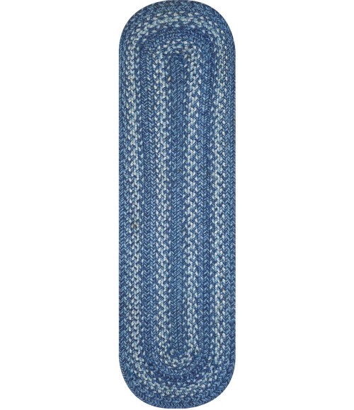 Home Spice Jute Braided Accessories Blue 240132PS 8 in. X 28 in. Set of 13 Oval Rug