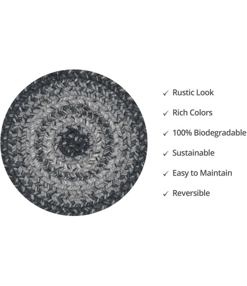 Homespice Decor Jute Braided Accessories Flint Hill Grey 240031PS 8 in. Set of 3 Round Rug