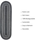 Homespice Decor Jute Braided Accessories Grey Rug 240139PS 8 in. X 28 in. Set of 13 Oval - Rugs Town Homespice Decor Jute Braided Accessories Flint Hill Grey 240139PS 8 in. X 28 in. Set of 13 Oval Rug