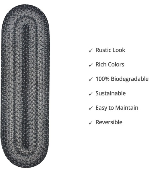 Homespice Decor Jute Braided Accessories Grey Rug 240139PS 8 in. X 28 in. Set of 13 Oval - Rugs Town Homespice Decor Jute Braided Accessories Flint Hill Grey 240139PS 8 in. X 28 in. Set of 13 Oval Rug