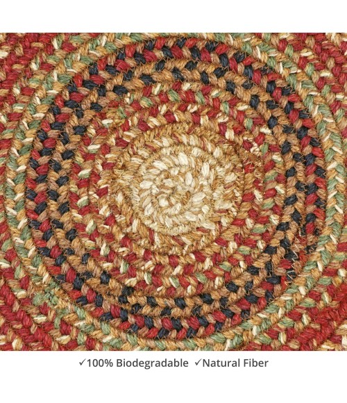 Home Spice Jute Braided Accessories Brown, Deep Red 240176PS 15 in. Set of 6 Round Rug
