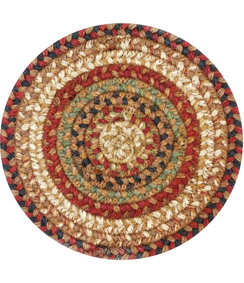 Homespice Decor Jute Braided Accessories Gingerbread Brown, Deep Red 240030PS 8 in. Set of 3 Round Rug