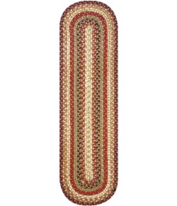 Home Spice Jute Braided Accessories Brown, Deep Red 240138PS 8 in. X 28 in. Set of 13 Oval Rug