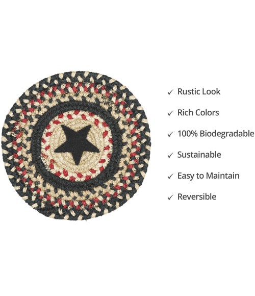 Home Spice Jute Braided Accessories Black Rug 240028PS 8 in. Set of 3 Round - Rugs Town Home Spice Jute Braided Accessories Black 240028PS 8 in. Set of 3 Round Rug