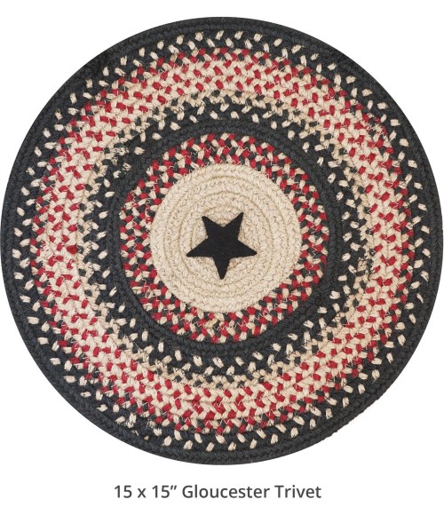 Home Spice Jute Braided Accessories Black Rug 240044PS 15 in. Set of 2 Round - Rugs Town Home Spice Jute Braided Accessories Black 240044PS 15 in. Set of 2 Round Rug