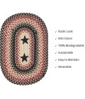 Homespice Decor Jute Braided Accessories Primitive Star Gloucester Black 240060PS 13 in. X 19 in. Set of 4 Oval Rug