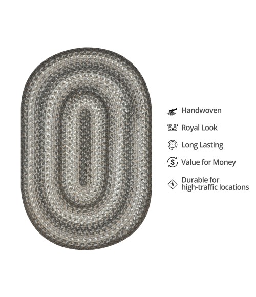Homespice Decor Rug Sale. Graphite Ultra Durable Braided Rug