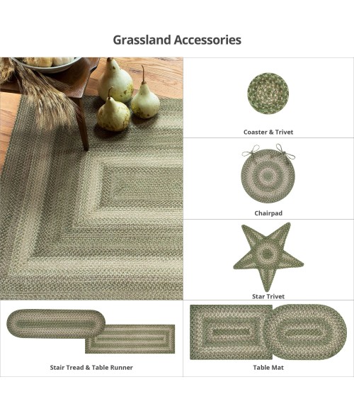 Home Spice Jute Braided Rug Green 501820 20 in. X 30 in. Oval Rug