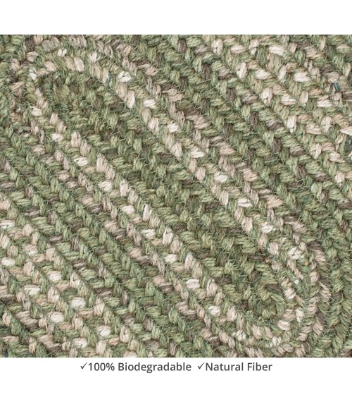 Home Spice Jute Braided Rug Green 501820 20 in. X 30 in. Oval Rug