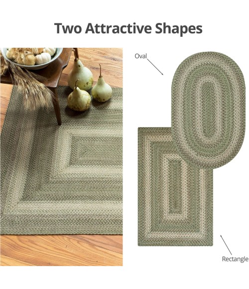 Home Spice Jute Braided Rug Green 501820 20 in. X 30 in. Oval Rug