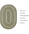 Home Spice Jute Braided Rug Green 501820 20 in. X 30 in. Oval Rug