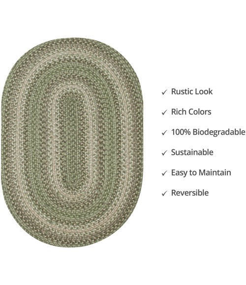 Home Spice Jute Braided Rug Green 501820 20 in. X 30 in. Oval Rug