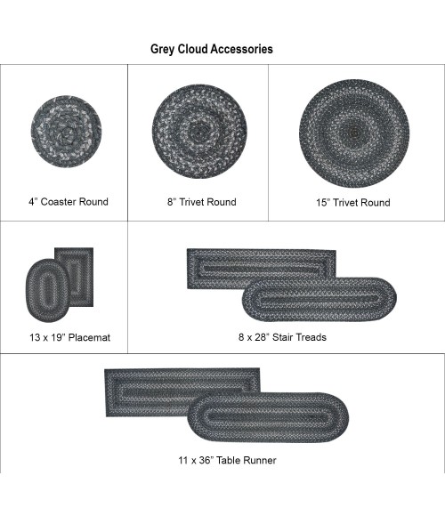 Home Spice Jute Braided Accessories Grey 240080PS 13 in. X 19 in. Set of 4 Rect Rug