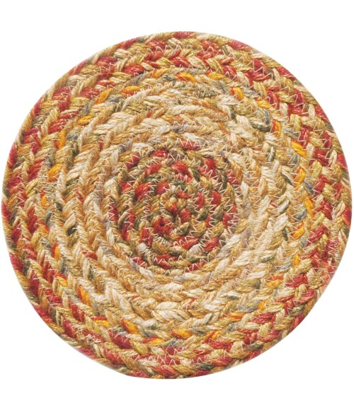 Home Spice Jute Braided Accessories Beige, Tan 240018PS 8 in. Set of 3 Round Rug