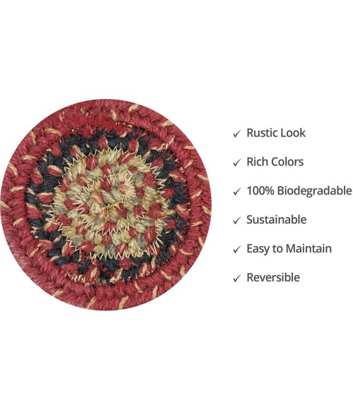 Home Spice Jute Braided Accessories Multi Rug 240013PS 4 in. Set of 6 Round - Rugs Town Home Spice Jute Braided Accessories Multi 240013PS 4 in. Set of 6 Round Rug