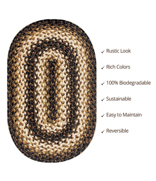 JUTE BRAIDED RUG Homespice Jute Braided Brown Rug