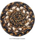 Homespice Decor Jute Braided Accessories Kilimanjaro Black 240006PS 4 in. Set of 6 Round Rug