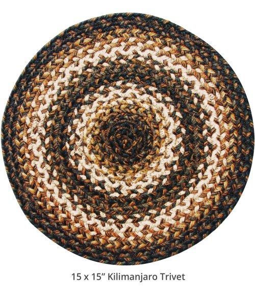 Home Spice Jute Braided Accessories Black Rug 240040PS 15 in. Set of 2 Round - Rugs Town Home Spice Jute Braided Accessories Black 240040PS 15 in. Set of 2 Round Rug