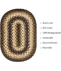 Home Spice Jute Braided Accessories Black Rug 240084PS 10 in. X 15 in. Set of 4 Oval - Rugs Town Home Spice Jute Braided Accessories Black 240084PS 10 in. X 15 in. Set of 4 Oval Rug