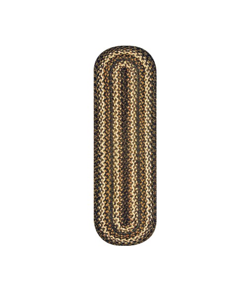 Homespice Decor Jute Braided Accessories Kilimanjaro Black 571212 11 in. X 36 in. Oval Rug