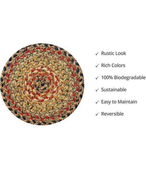 Home Spice Jute Braided Accessories Multi Rug 240019PS 8 in. Set of 3 Round - Rugs Town Home Spice Jute Braided Accessories Multi 240019PS 8 in. Set of 3 Round Rug